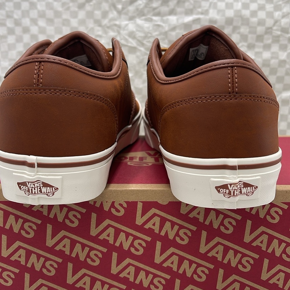 Vans Men’s Brown Leather Sneakers White Accents Atwood (Leather)Brown/Mashmallow - Picture 13 of 16